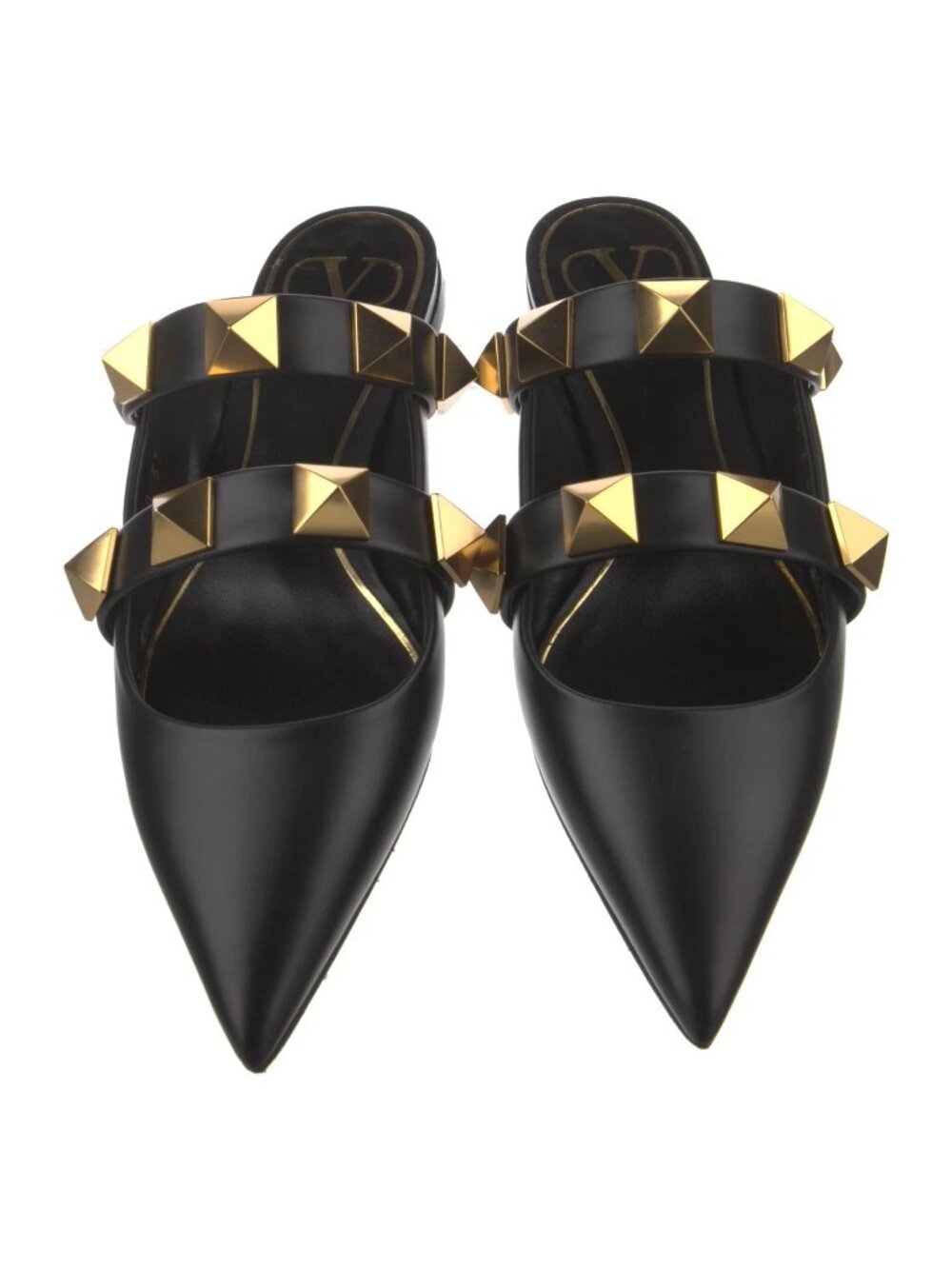 Valentino Garavani Black Leather Studded Mule